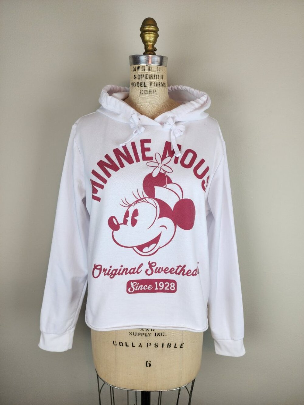 Vintage Style Disney Minnie Mouse Original Sweetheart White Sweatshirt Hoodie